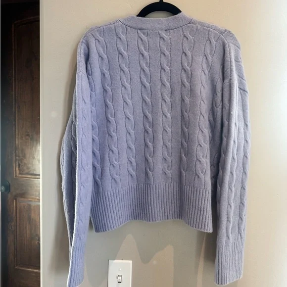 Zara Lavender Cable Knit Cardigan Cropped Grandpa Sweater Soft Cozy Scandi 6 - Picture 7 of 7